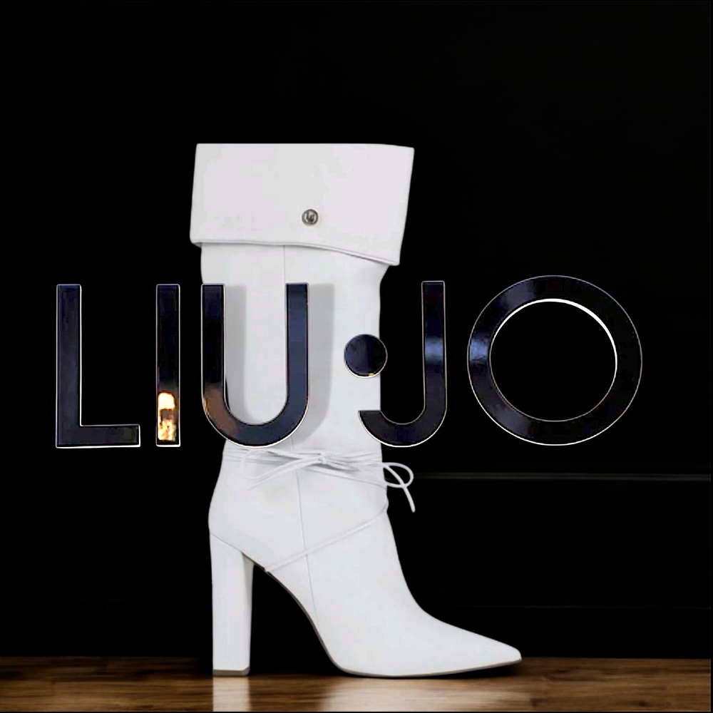 👢LIU JO White Italian Leather Knee High Boots Size 41 Made in Italy